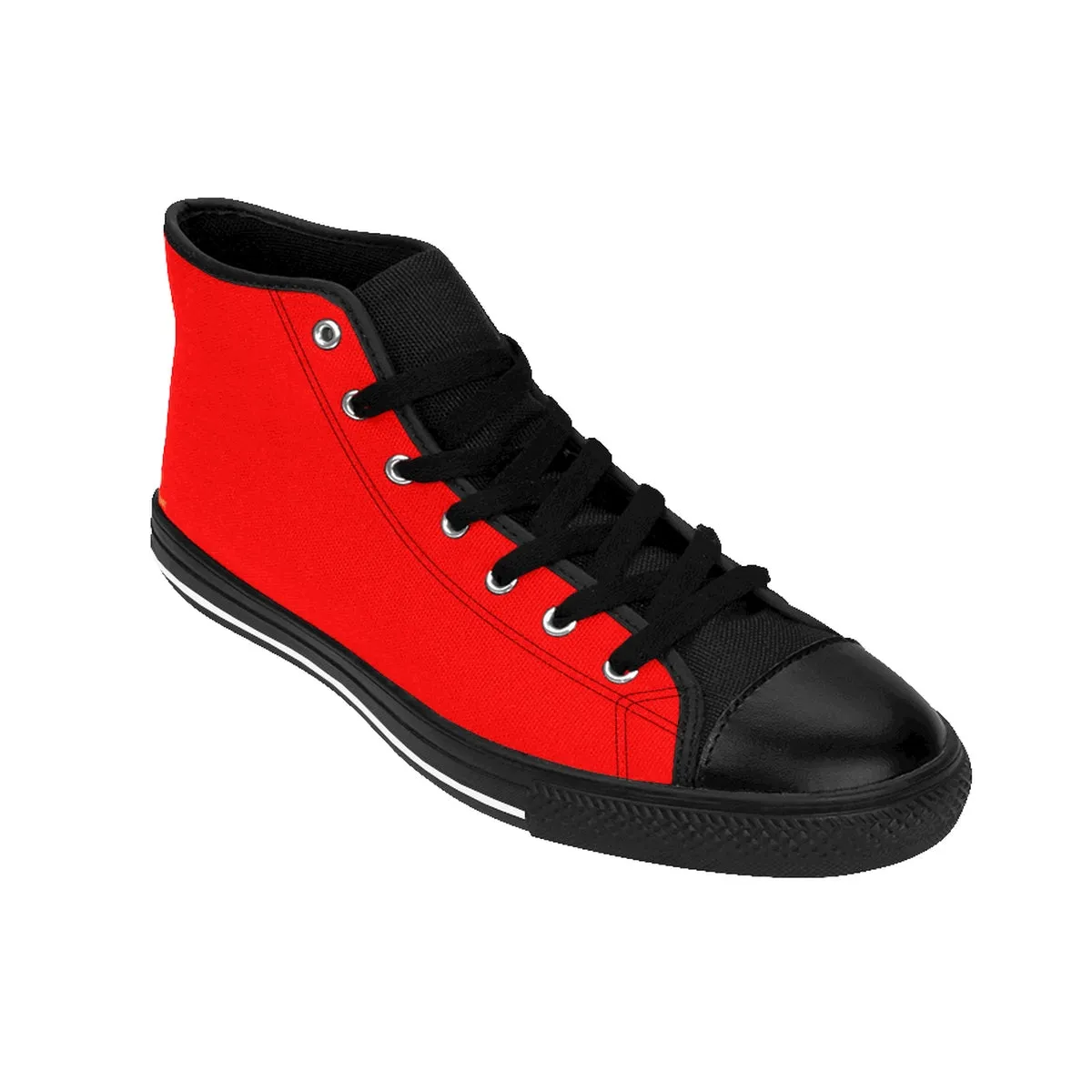 Red Hot Men's Sneakers, Best Solid Color Print Premium Men's High-top Fashion Sneakers, Casual Shoes