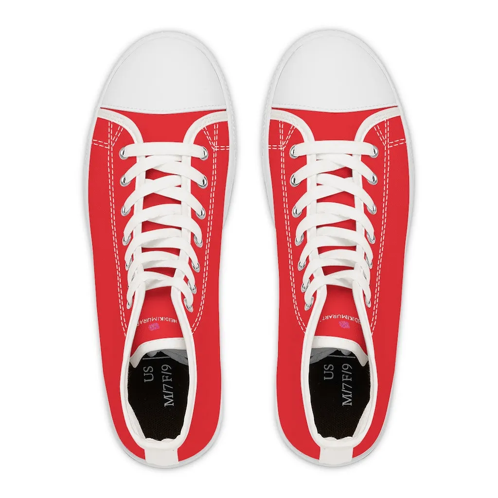 Red Ladies' High Tops, Solid Color Best Women's High Top Canvas Tennis Shoes Fashion Sneakers