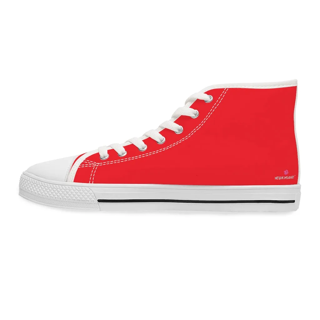 Red Ladies' High Tops, Solid Color Best Women's High Top Canvas Tennis Shoes Fashion Sneakers