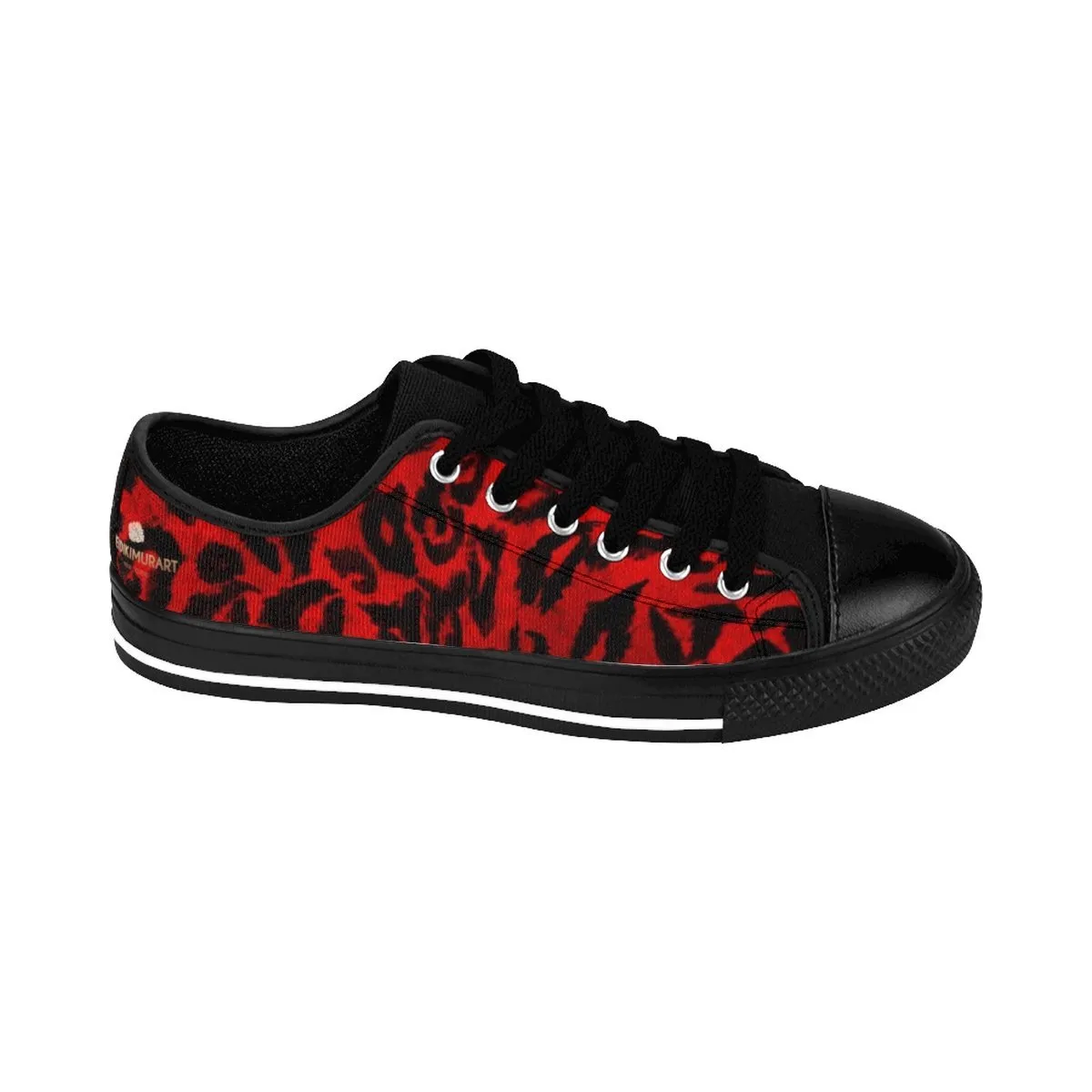 Red Leopard Men's Sneakers, Animal Print Premium Low Top Sneakers Tennis Running Shoes