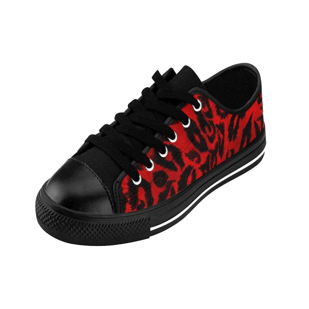 Red Leopard Men's Sneakers, Animal Print Premium Low Top Sneakers Tennis Running Shoes