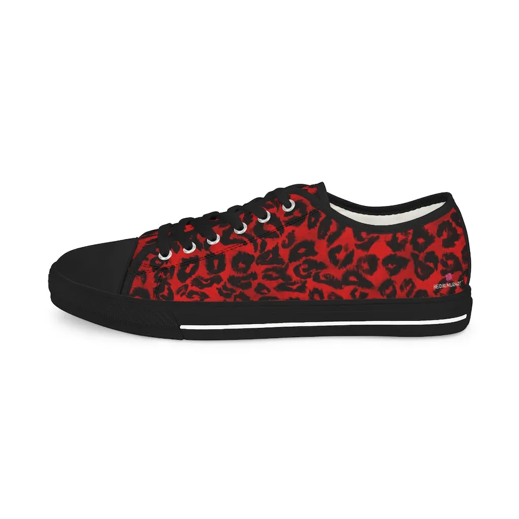 Red Leopard Print Men's Sneakers, Leopard Animal Print Best Men's Low Top Sneakers Running Shoes