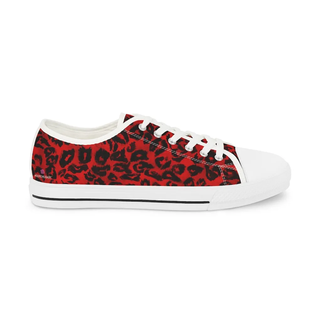 Red Leopard Print Men's Sneakers, Leopard Animal Print Best Men's Low Top Sneakers Running Shoes