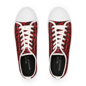 Red Leopard Print Men's Sneakers, Leopard Animal Print Best Men's Low Top Sneakers Running Shoes