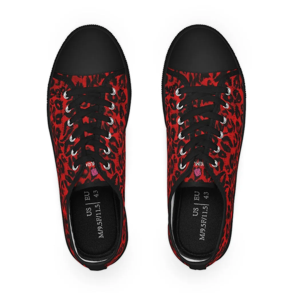 Red Leopard Print Men's Sneakers, Leopard Animal Print Best Men's Low Top Sneakers Running Shoes