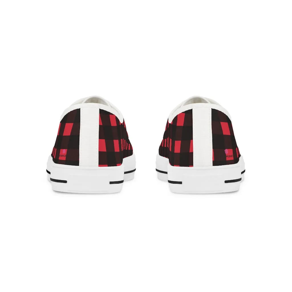 Red Plaid Print Men's Shoes, Best Buffalo Plaid Printed Men's Low Top Sneakers (US Size: 5-14)