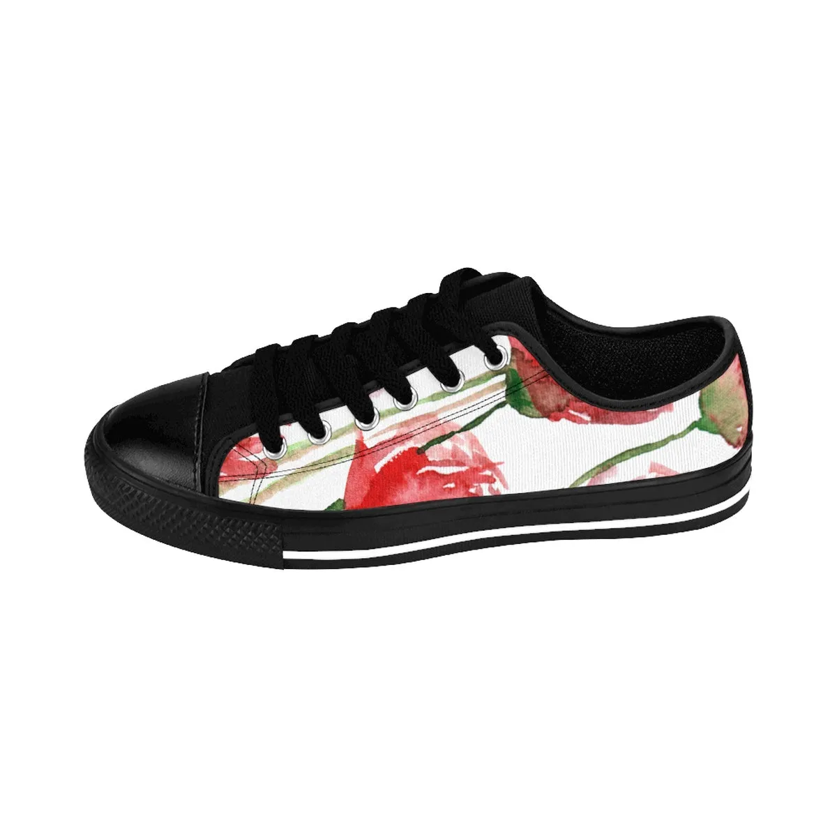 Red Poppy Flower Women's Low Tops, Best Floral Ladies Low Top Sneakers Running Shoes