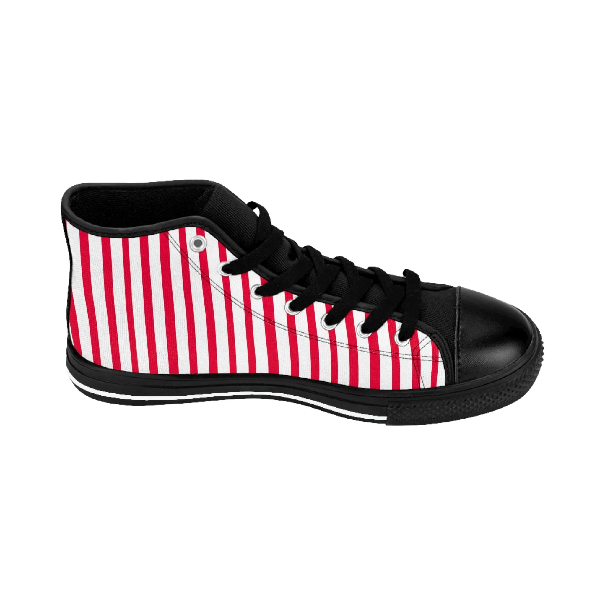 Red White Striped Men's Sneakers, Modern Stripes Men's Designer Tennis Running Shoes (US Size: 6-14)