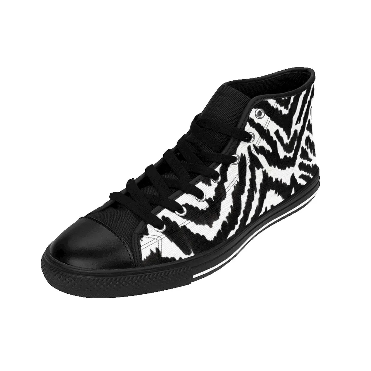 Robust Zebra Men's High Tops, White Black Zebra Animal Print Men's High-Top Sneakers Tennis Shoes