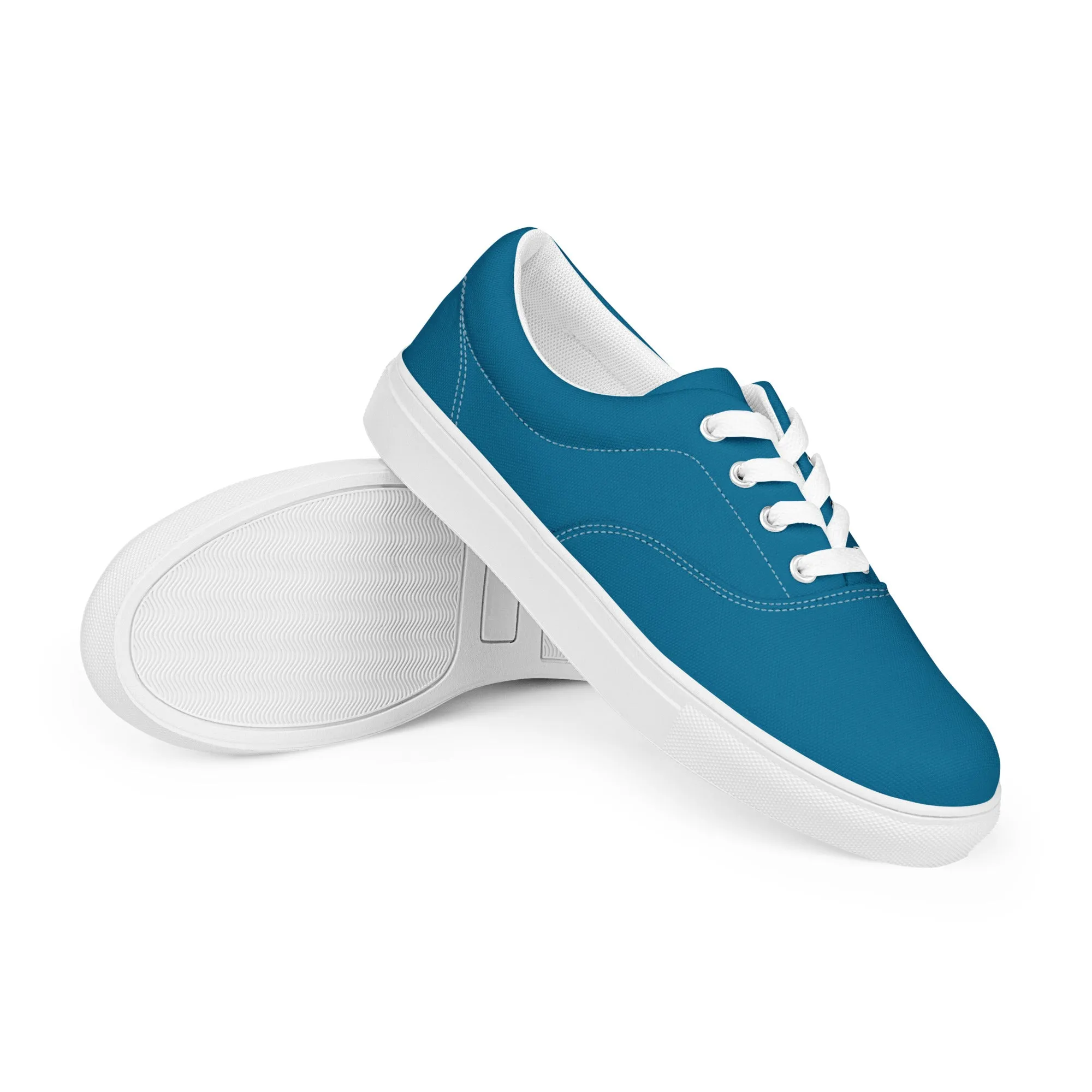 Royal Blue Men's Low Tops, Solid Royal Blue Color Best Designer Men’s Lace-up Canvas Shoes (US Size: 5-13)