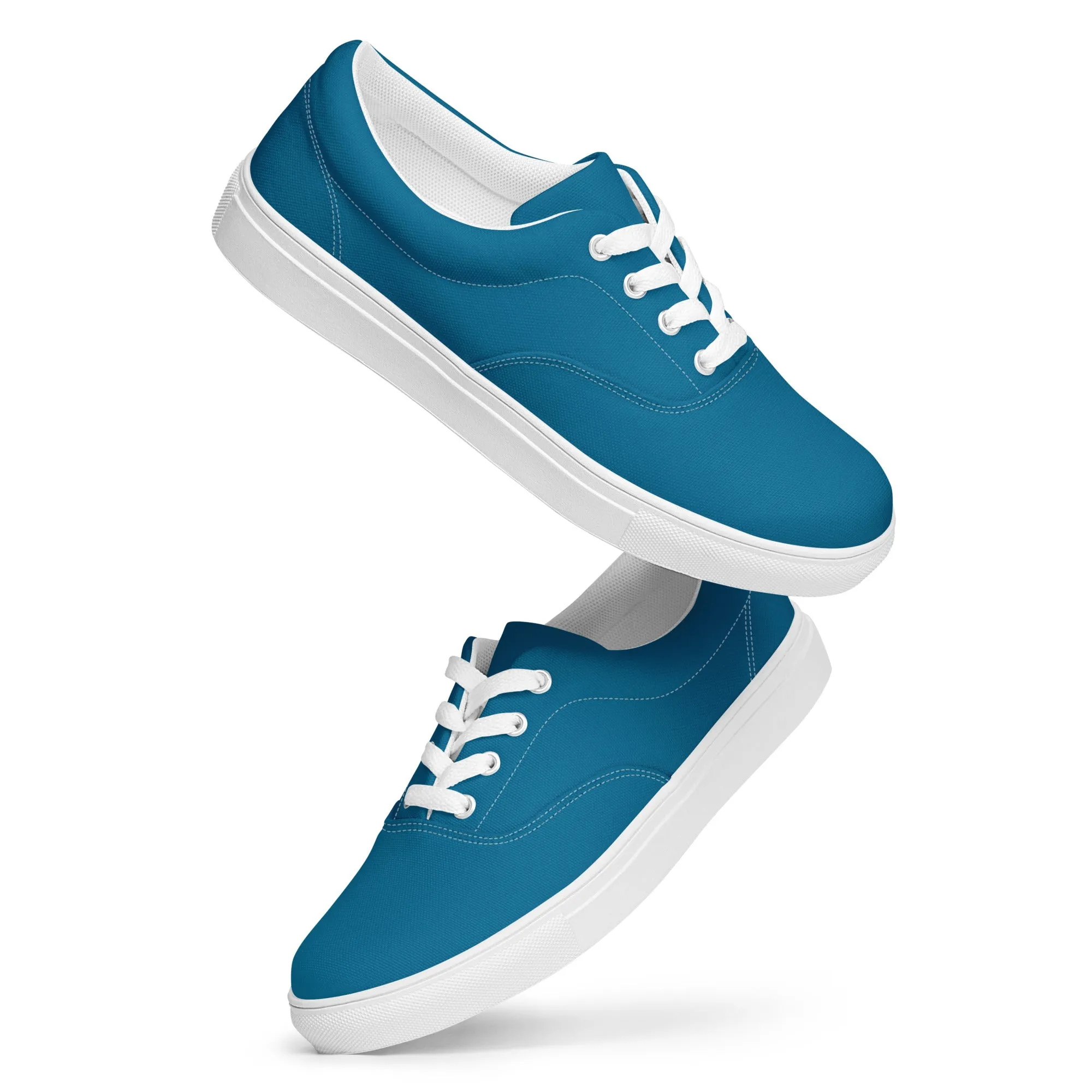 Royal Blue Men's Low Tops, Solid Royal Blue Color Best Designer Men’s Lace-up Canvas Shoes (US Size: 5-13)