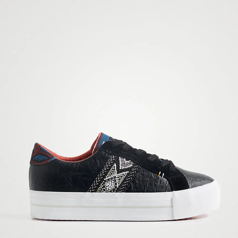 Scarpe Donna DESIGUAL Sneakers con Suola Spessa Etniche colore Nero