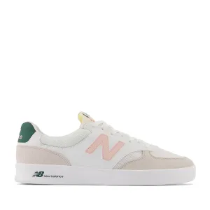 Scarpe Donna NEW BALANCE Sneakers 300 Court in Pelle e Mesh colore White Pink e Green