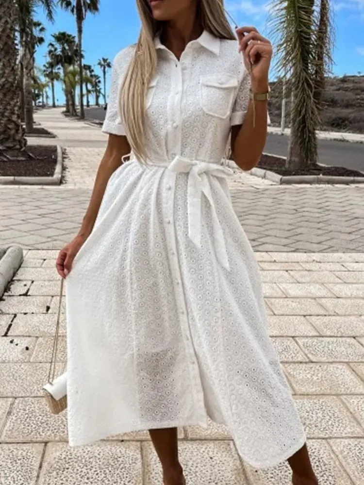 Sexy Hollow Backless Embroidery Dress Elegant V Neck Double Ruffle Sleeveless Long Beach Dress Women Fashion White Party Dresses