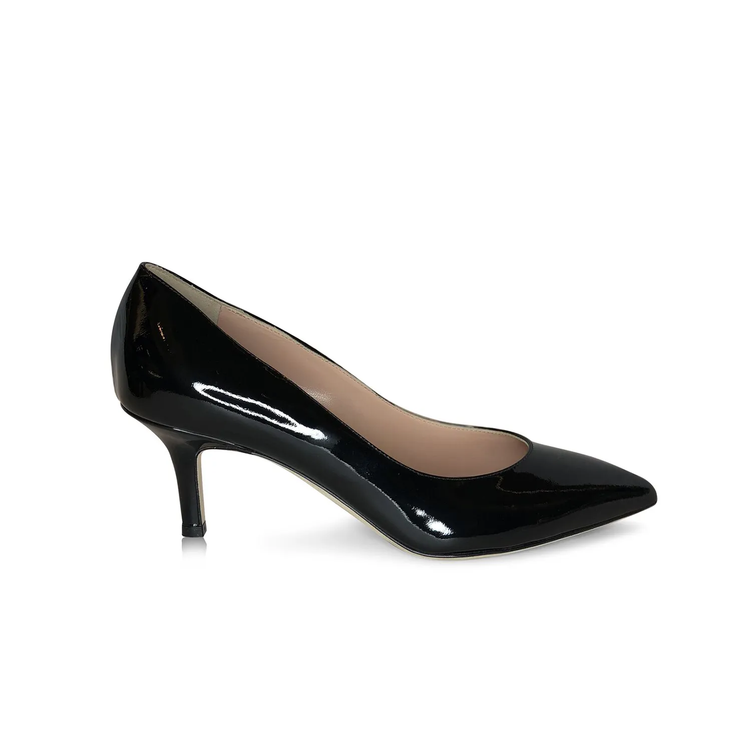 Shirley Kitten Heel-Black Patent