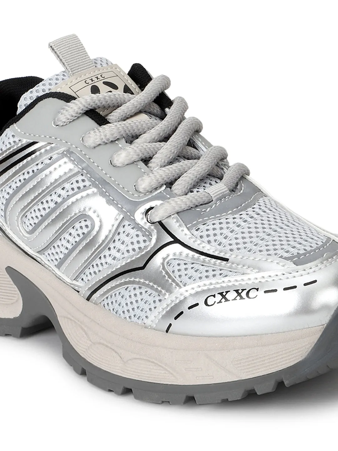 Silver Grey Mesh Lace-Up Sneakers (TC-RS3650-SILGRY)