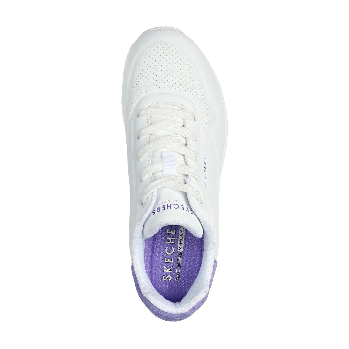 Skechers 177092 Uno - Pop Back Ladies White Purple Lace Up Trainers