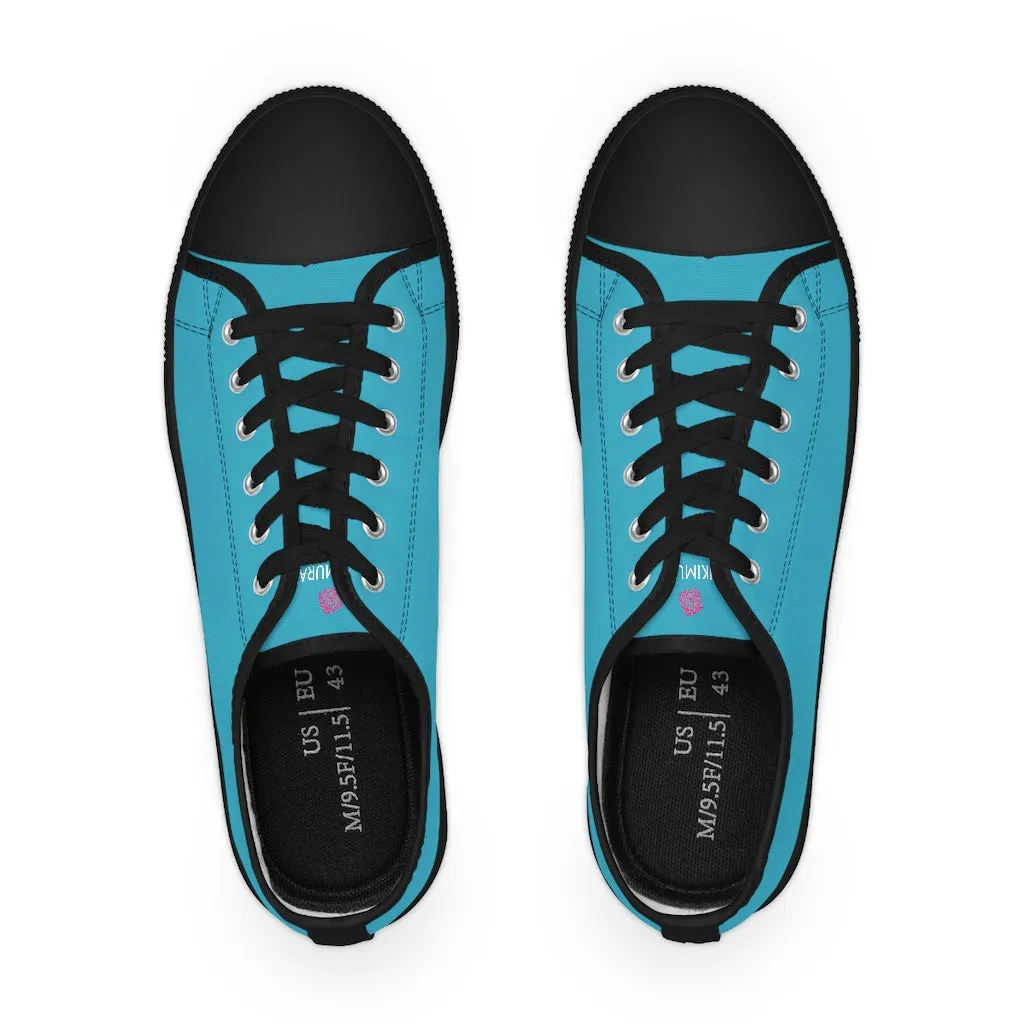 Sky Blue Low Tops, Men's Low Top Sneakers, Modern Must Have Essential Solid Color Tennis Shoes For Men