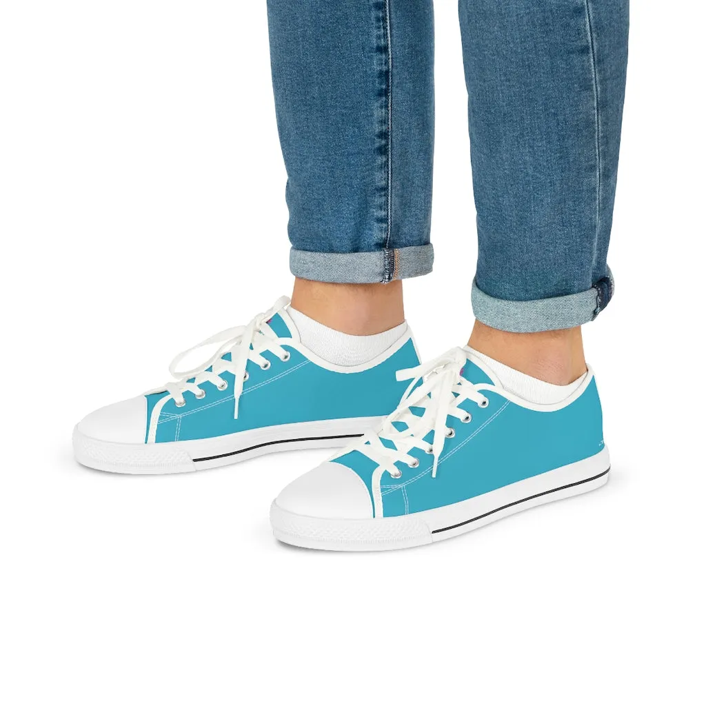 Sky Blue Low Tops, Men's Low Top Sneakers, Modern Must Have Essential Solid Color Tennis Shoes For Men