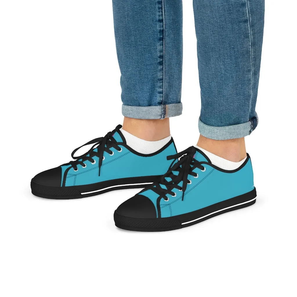 Sky Blue Low Tops, Men's Low Top Sneakers, Modern Must Have Essential Solid Color Tennis Shoes For Men