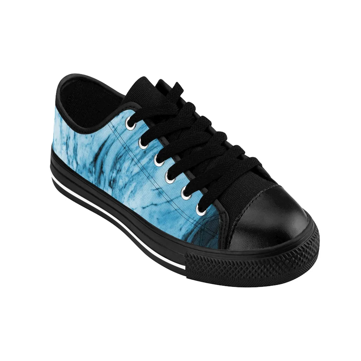 Sky Blue Marble Low Tops, Modern Print Men's Designer Low Top Sneakers Shoes (US Size: 6-14)