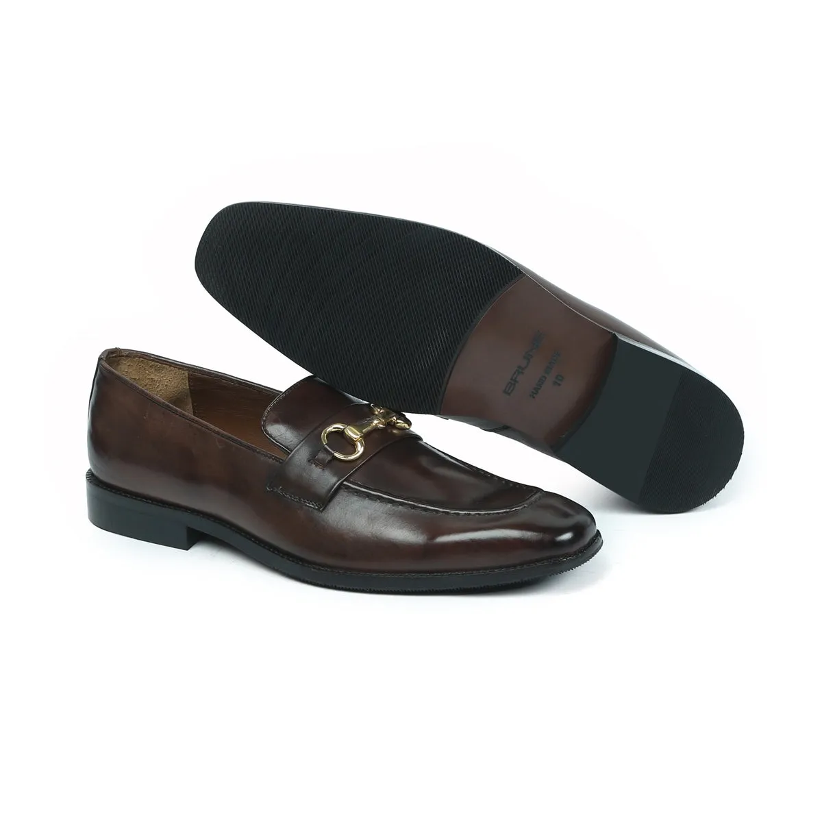 Sleek Dark Brown Leather Loafers With Horse-bit Buckle