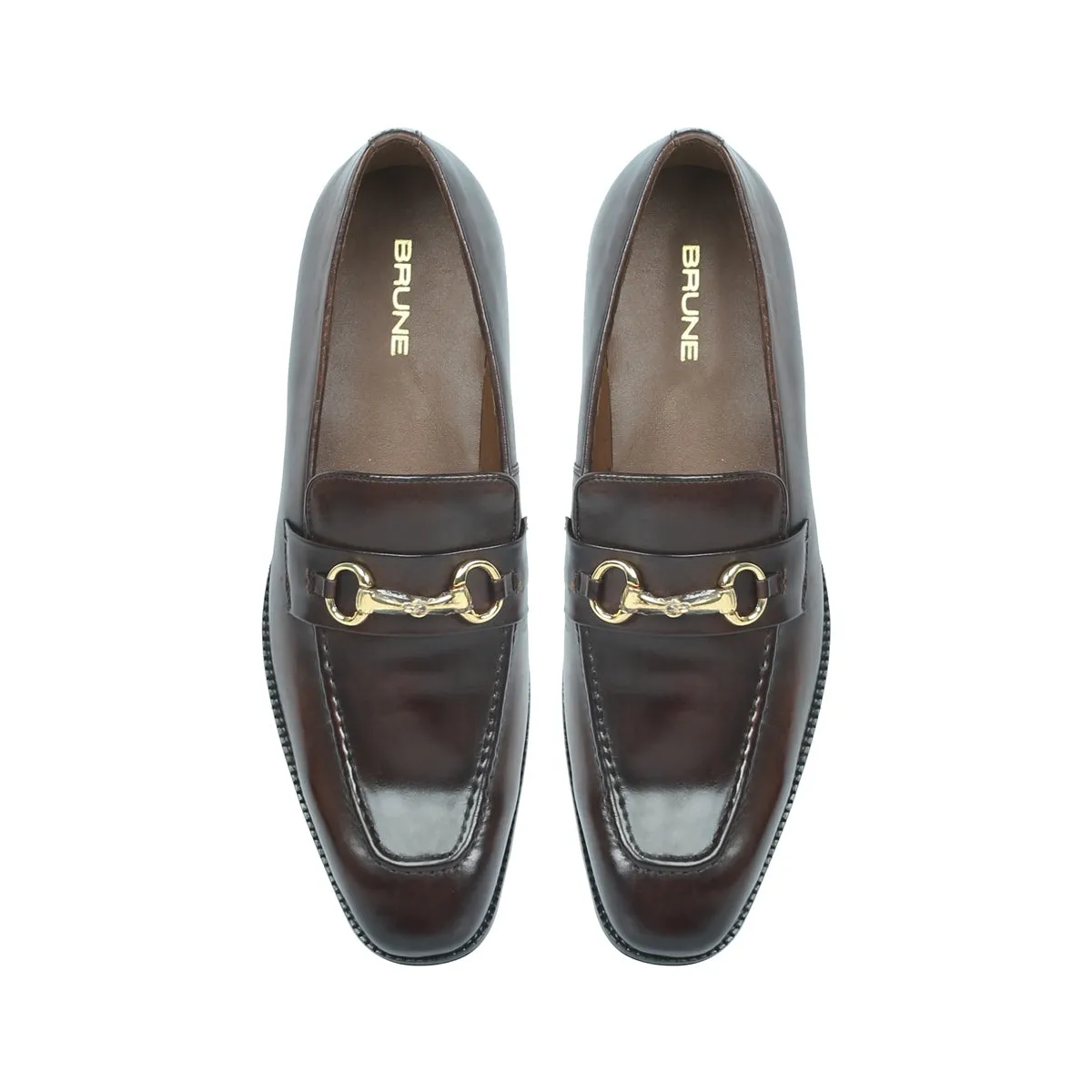 Sleek Dark Brown Leather Loafers With Horse-bit Buckle