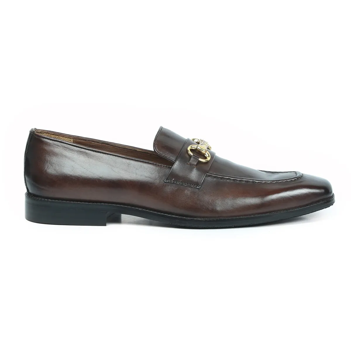 Sleek Dark Brown Leather Loafers With Horse-bit Buckle