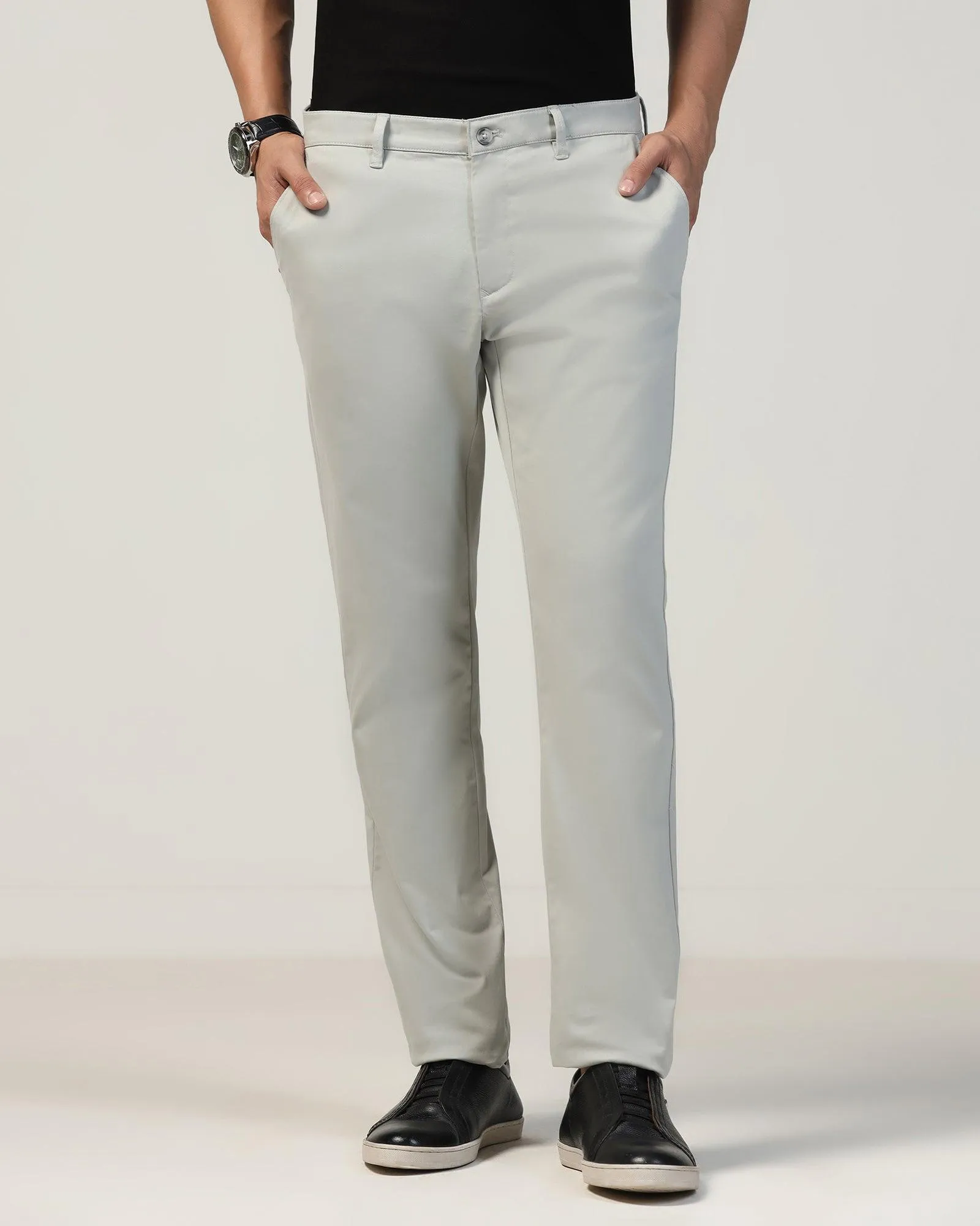 Slim Comfort B-95 Casual Grey Solid Khakis - Tron