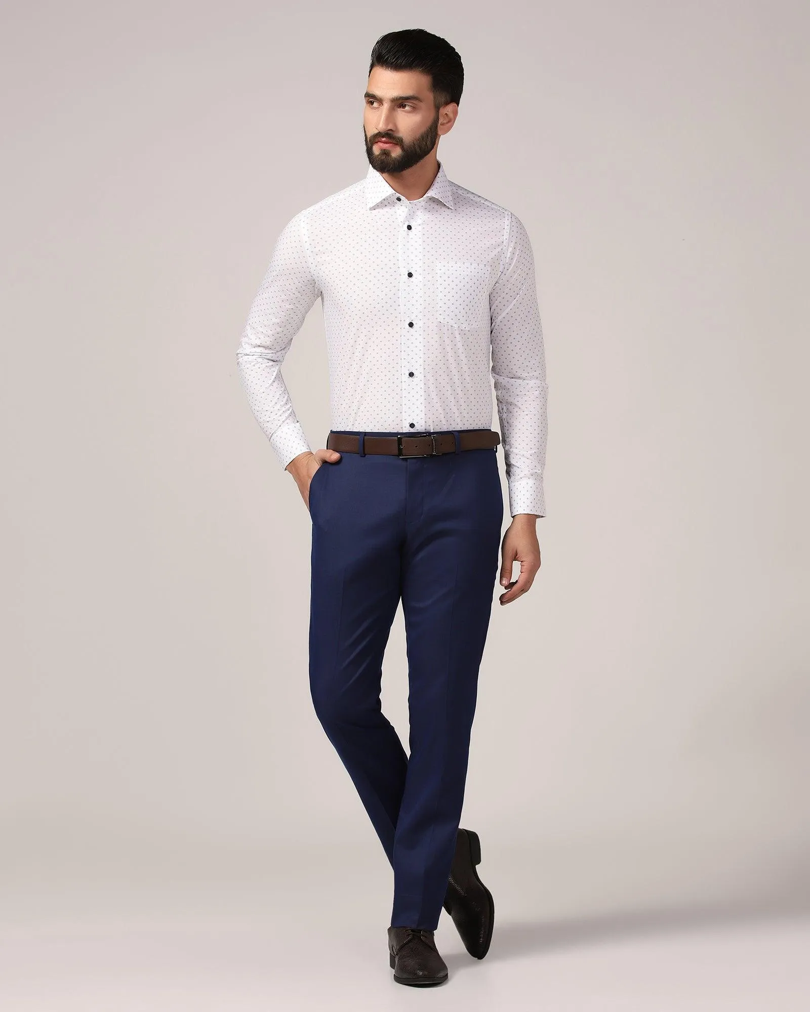 Slim Comfort B-95 Formal Blue Solid Trouser - Kenva