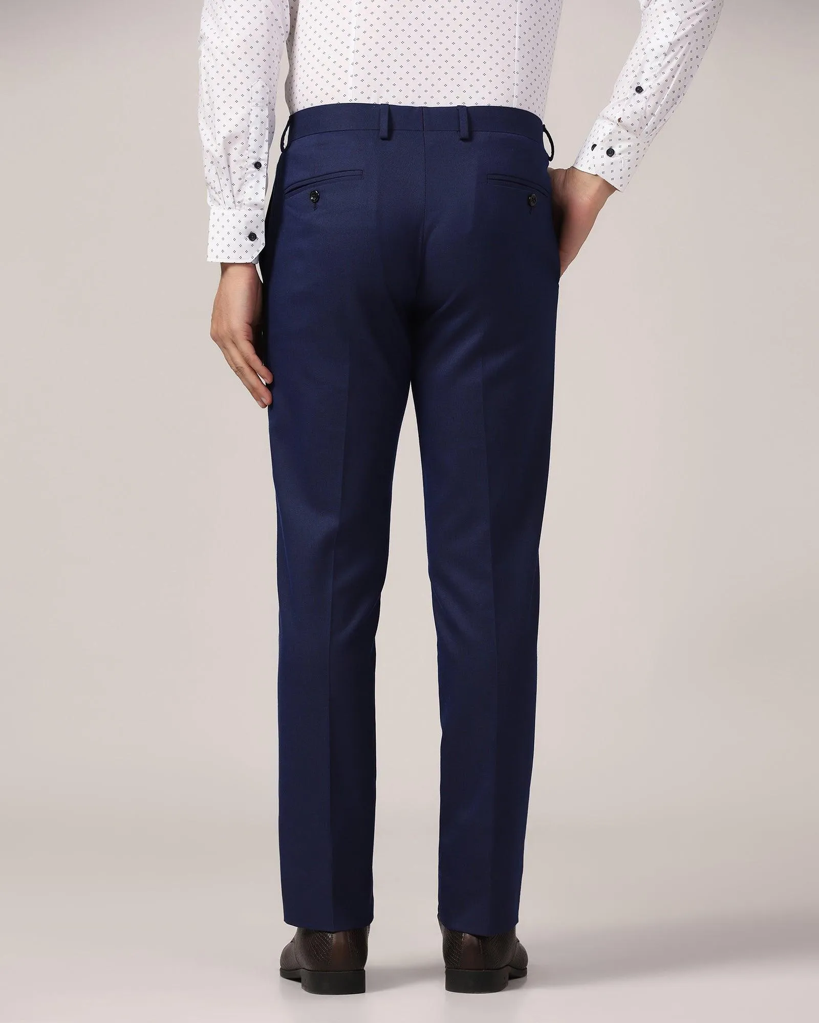 Slim Comfort B-95 Formal Blue Solid Trouser - Kenva