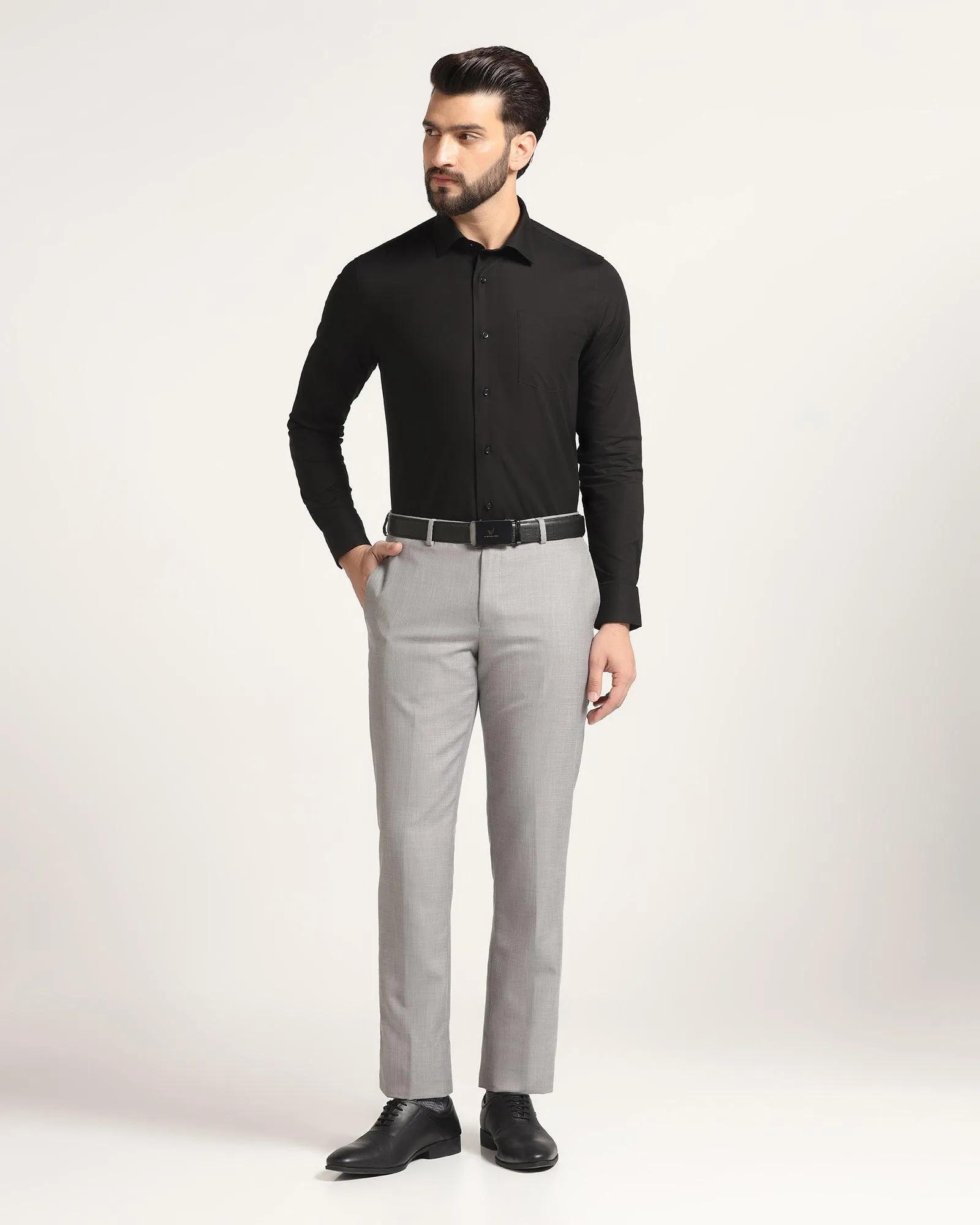 Slim Comfort B-95 Formal Grey Solid Trouser - Marina