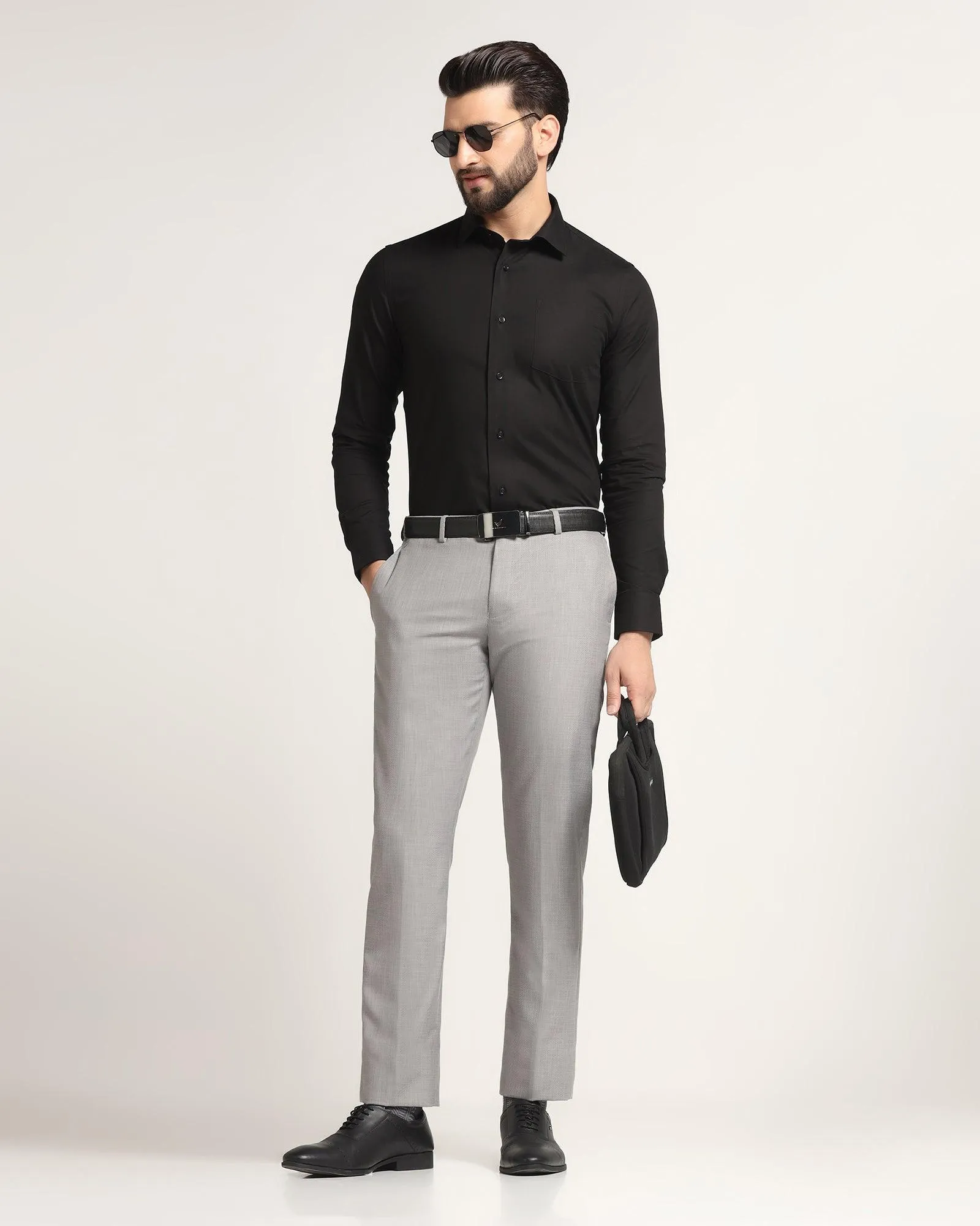 Slim Comfort B-95 Formal Grey Solid Trouser - Marina