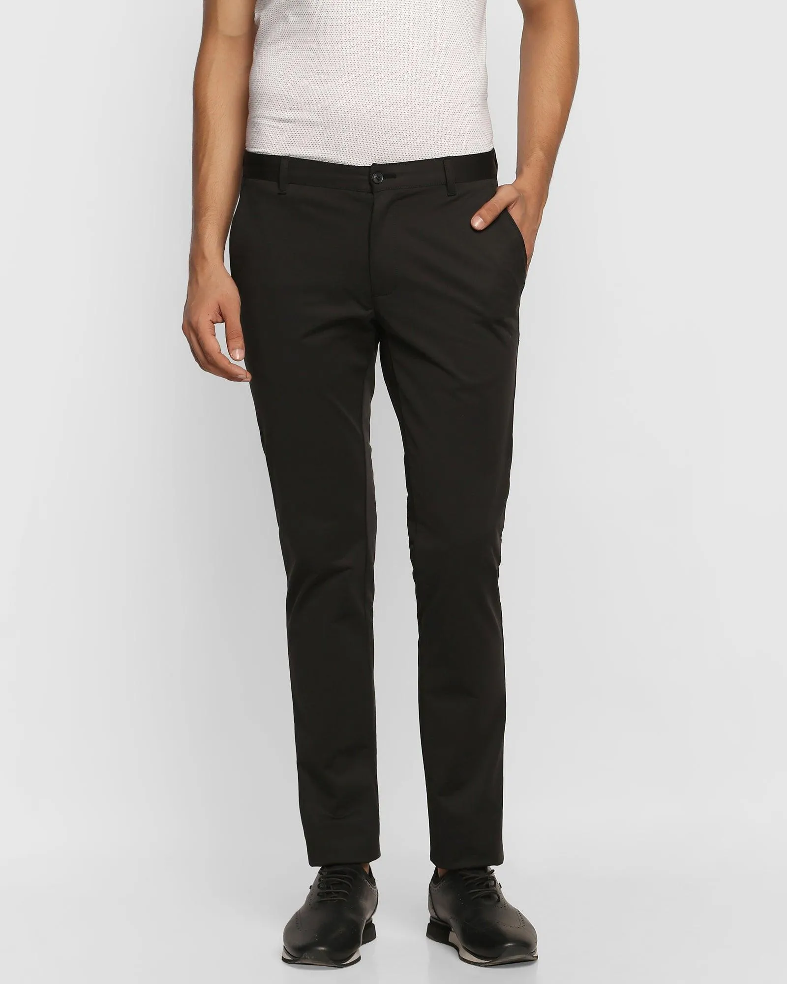 Slim Fit B-91 Casual Black Solid Khakis - Hector