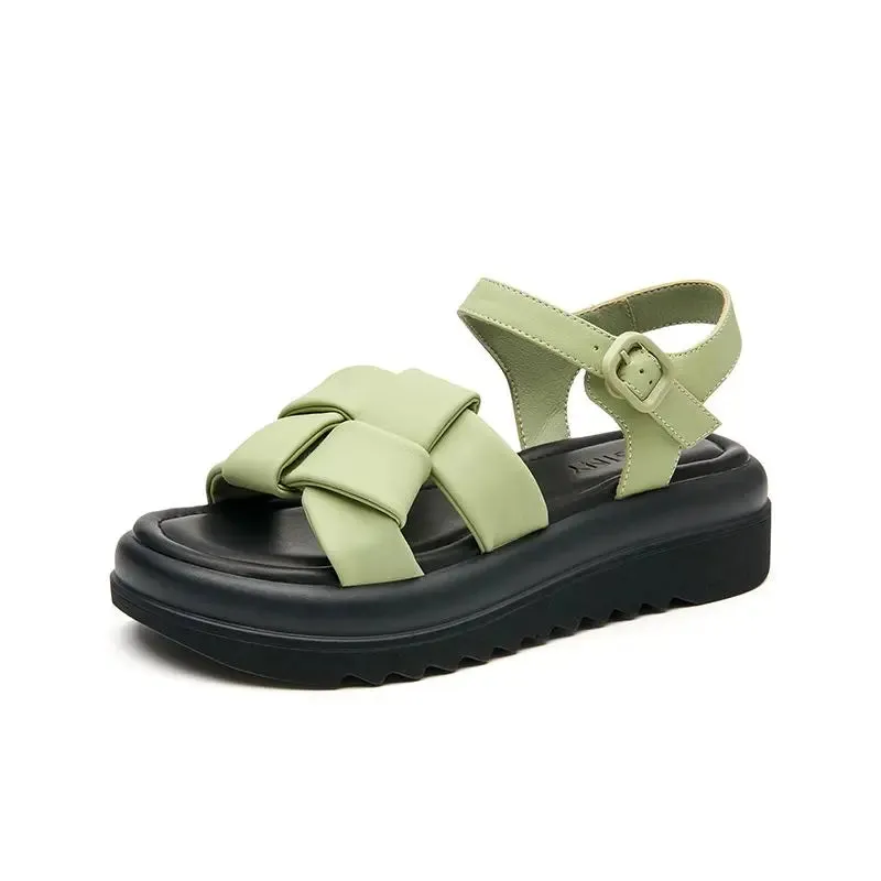 Sohiwoo Women's Shoes Beach Summer Sandals for Woman Platform Roman Style Green The Best Shoe Chic and Elegant Korea Trend Footwear