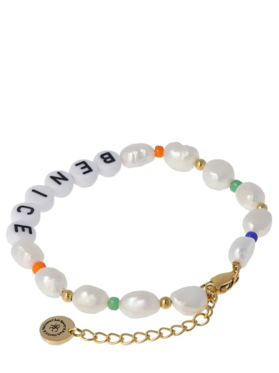 Sporty &amp; Rich   Be Nice faux pearl &amp; bead bracelet 