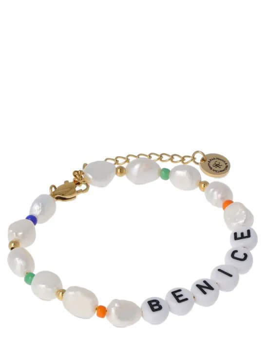 Sporty &amp; Rich   Be Nice faux pearl &amp; bead bracelet 