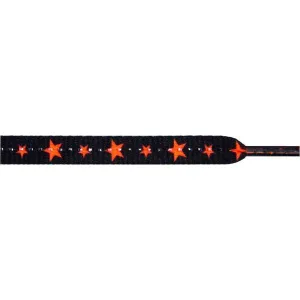 Stars Laces - Neon Orange Stars on Black (1 Pair Pack) Shoelaces