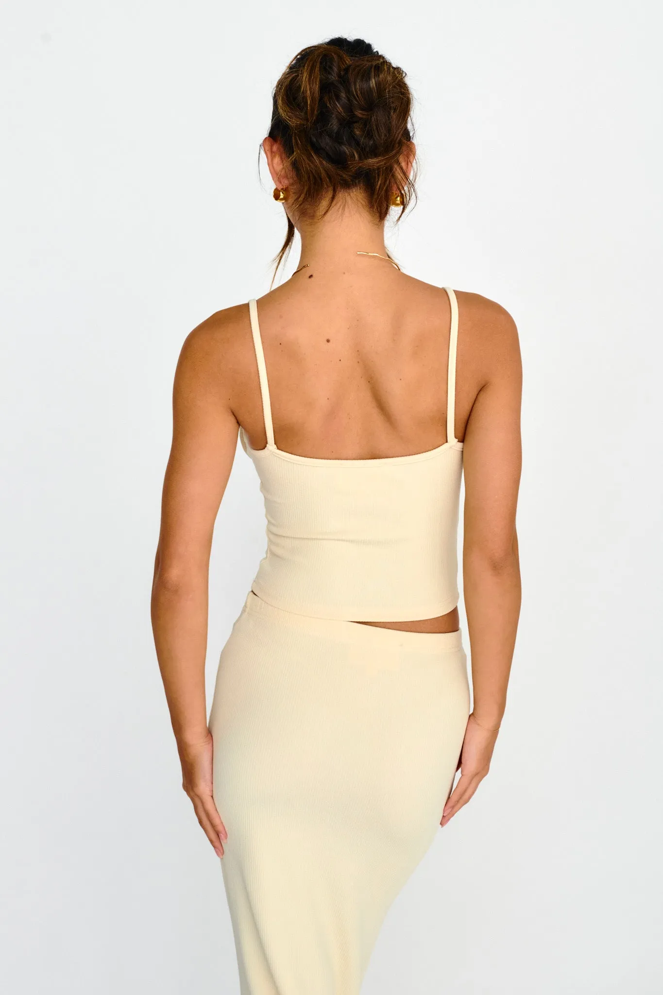 Strike A Pose Ribbed Crop Top Cream