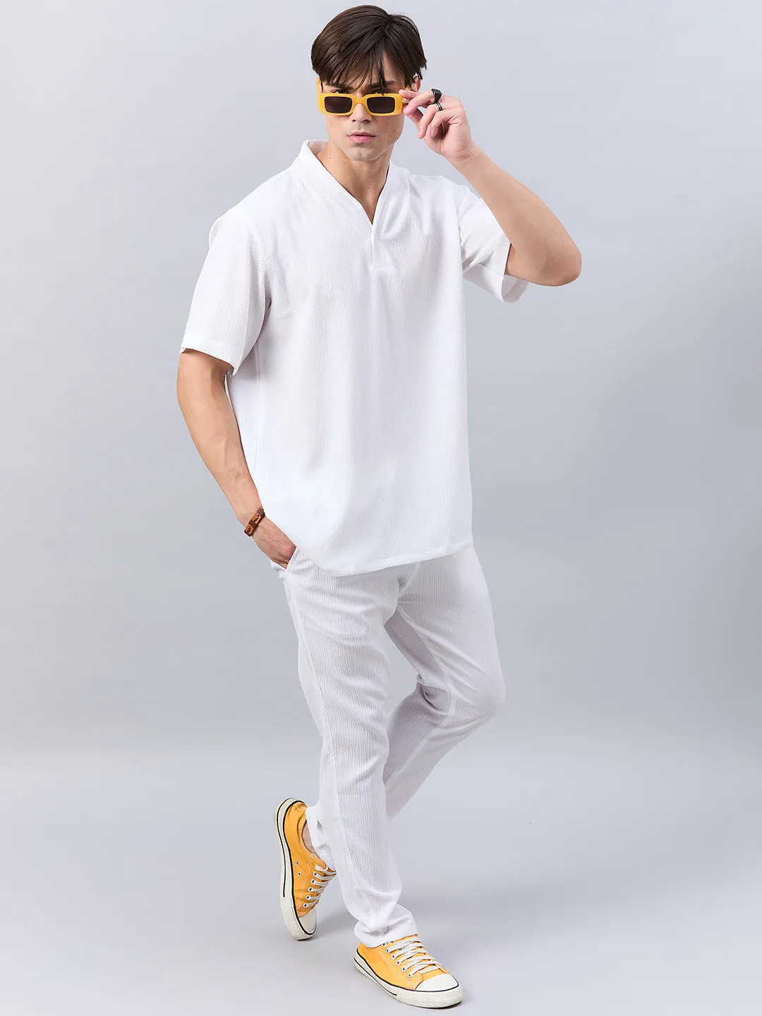 Style Quotient Men White Co-Ord Set