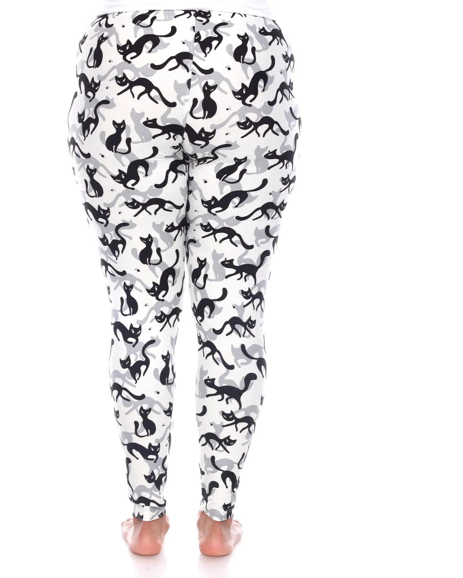 Super Soft Cat Printed Leggings | White