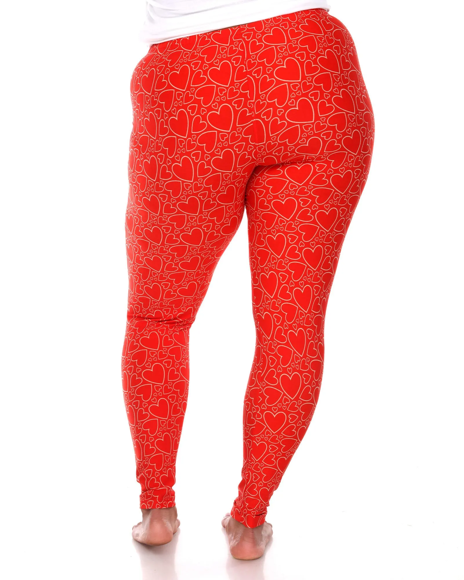 Super Soft Heart Printed Leggings | Red White