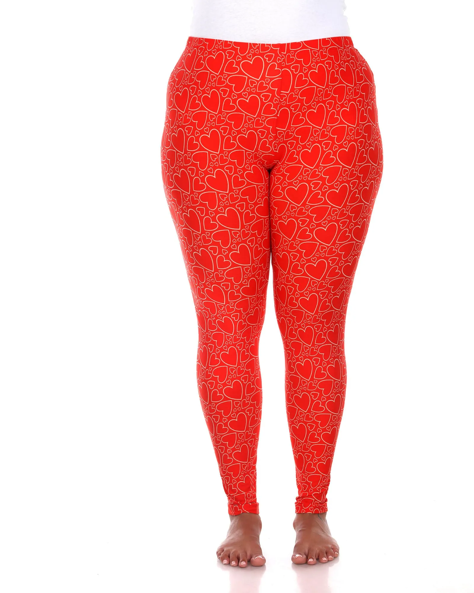 Super Soft Heart Printed Leggings | Red White