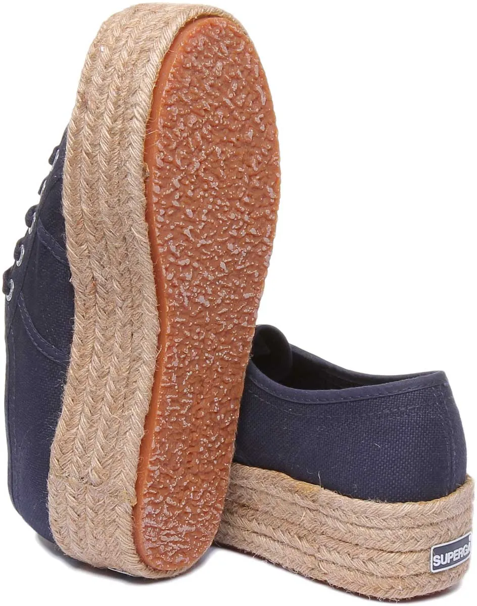 Superga 2790 Cotropew Espradrille Flatform In Navy