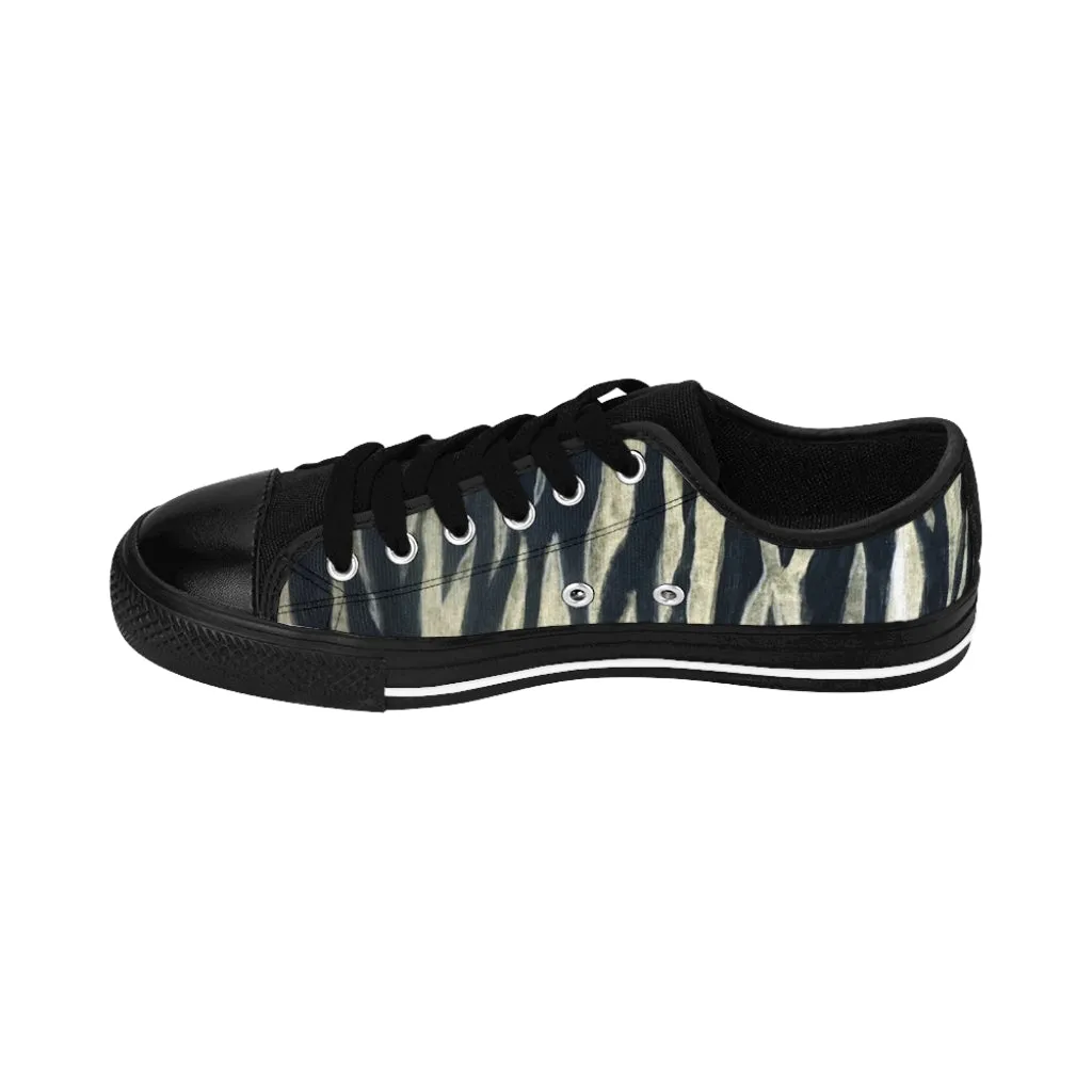 Tiger Striped Print Men's Sneakers, Designer Low Top Animal Print Shoes For Men (US Size: 7-14)