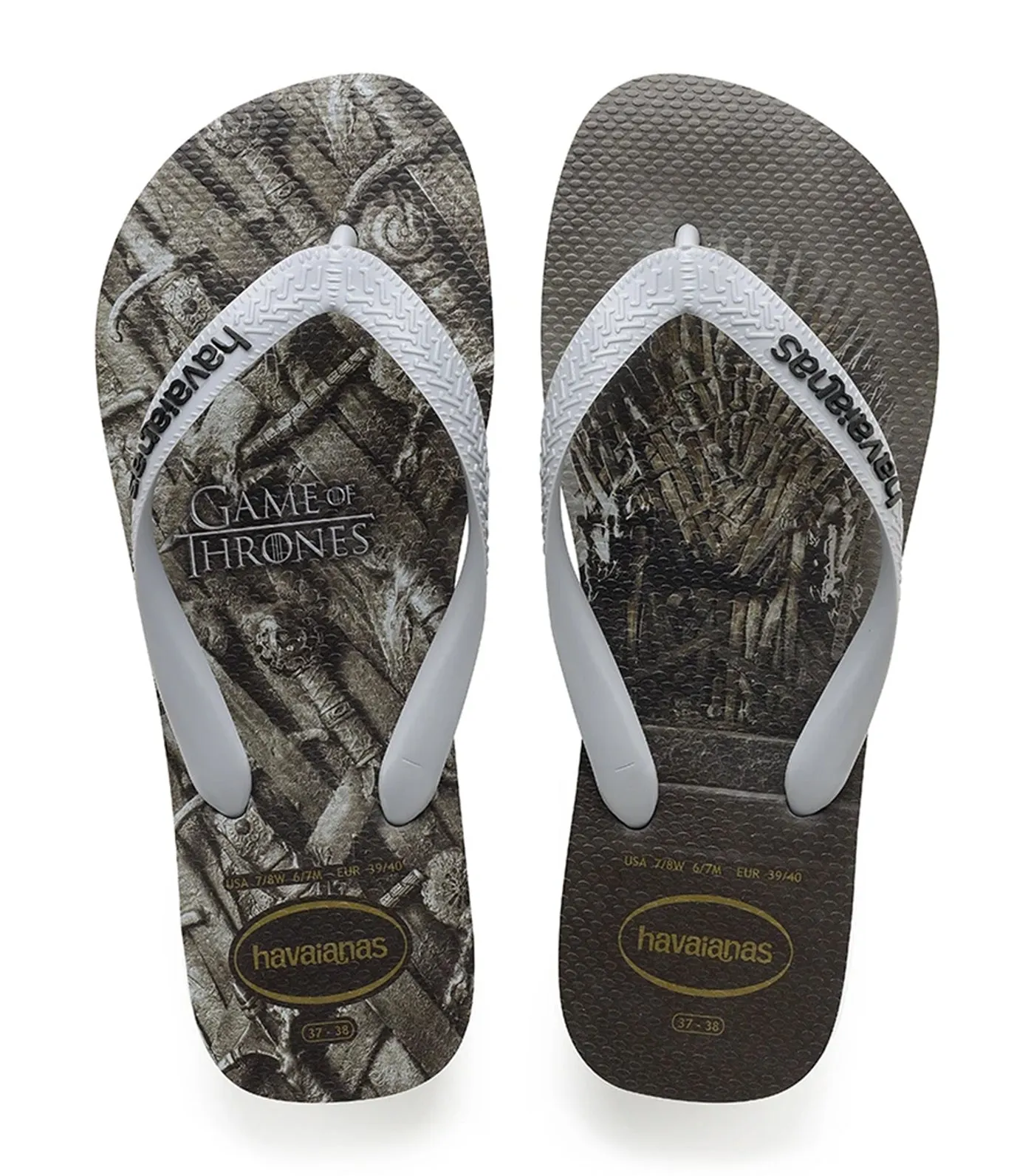 Top Game of Thrones Flip Flops - Steel Gray