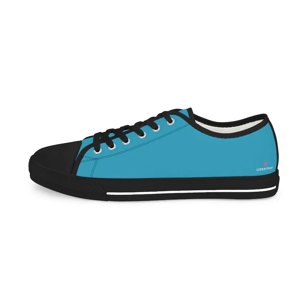 Turquoise Blue Men's Sneakers, Best Solid Blue Color Men's Low Top Sneakers Tennis Canvas Shoes (US Size: 5-14)