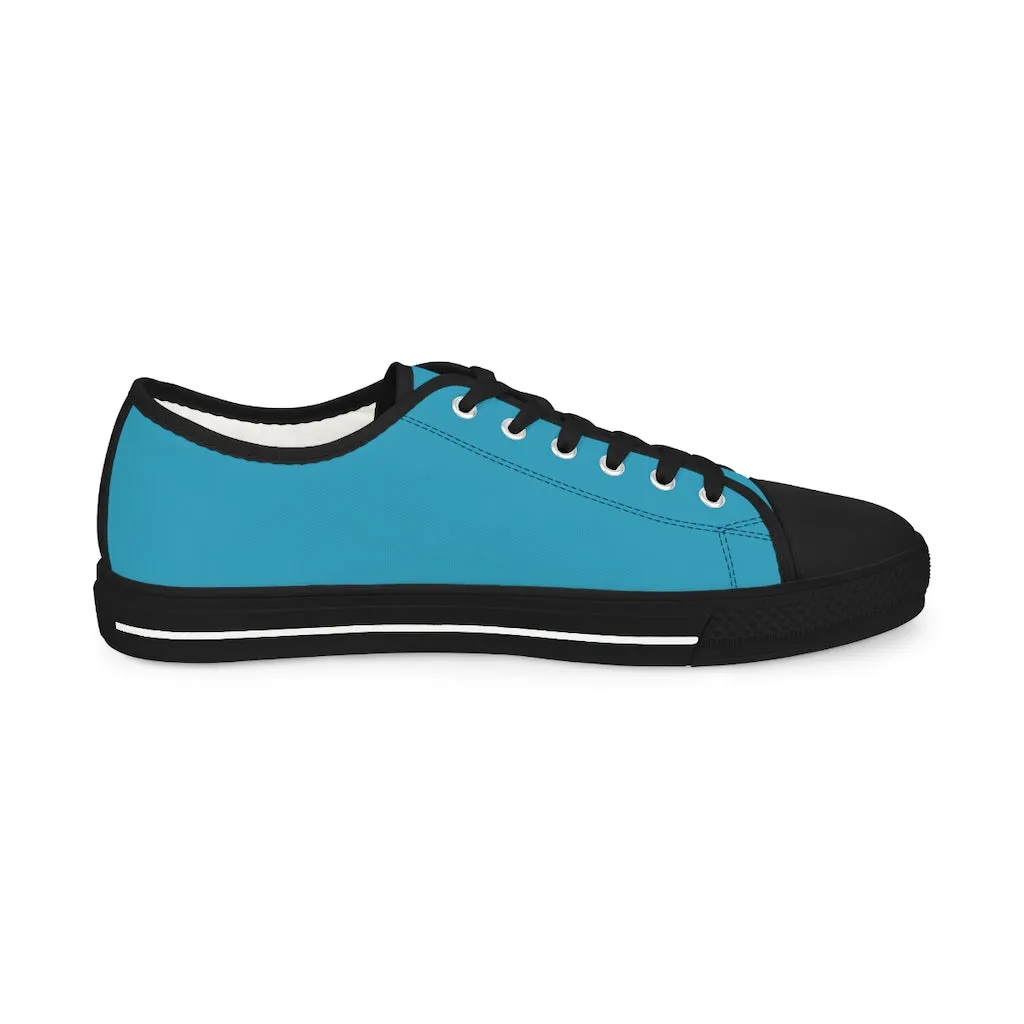 Turquoise Blue Men's Sneakers, Best Solid Blue Color Men's Low Top Sneakers Tennis Canvas Shoes (US Size: 5-14)