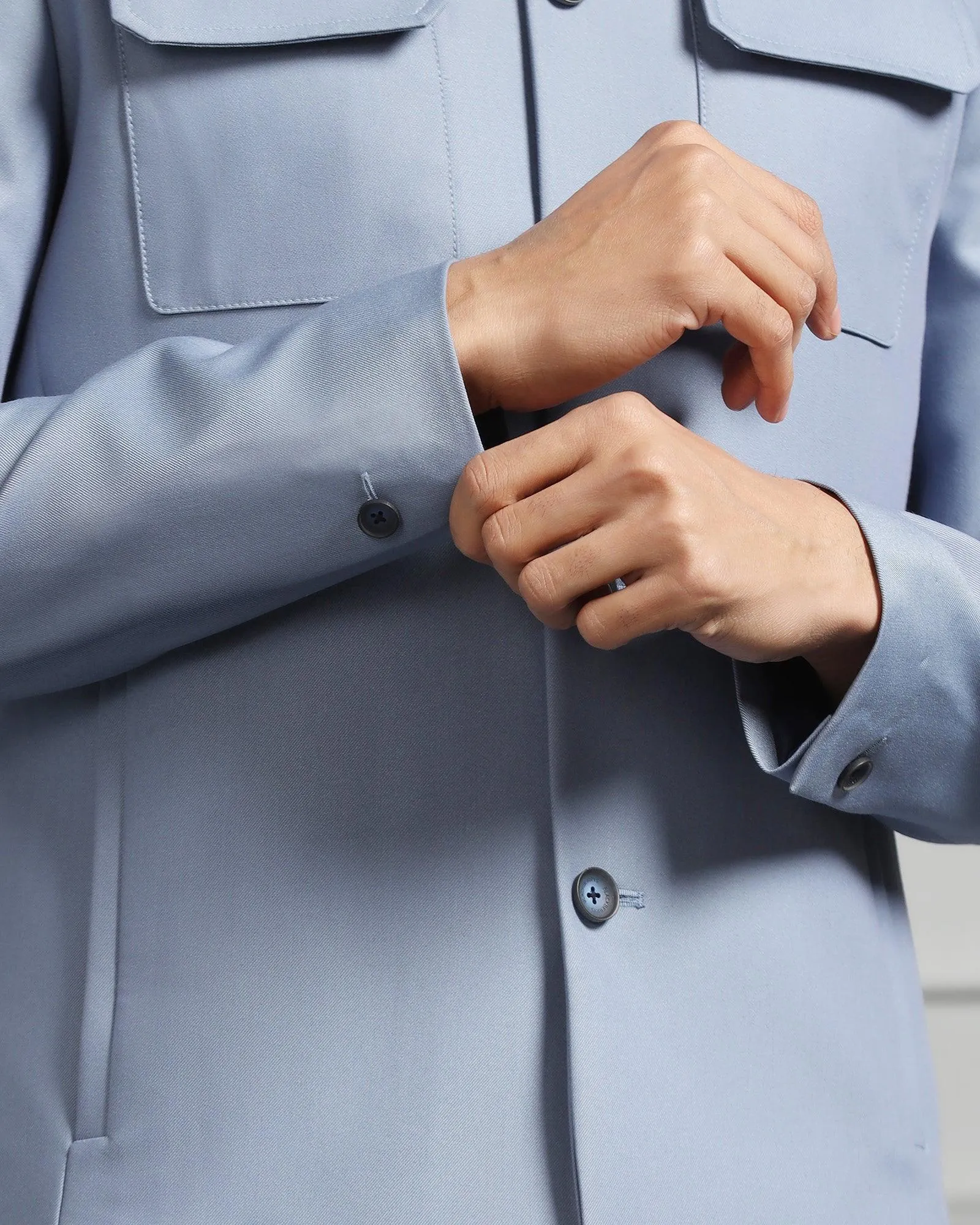 Two Piece Light Blue Solid Formal Suit - Cordex