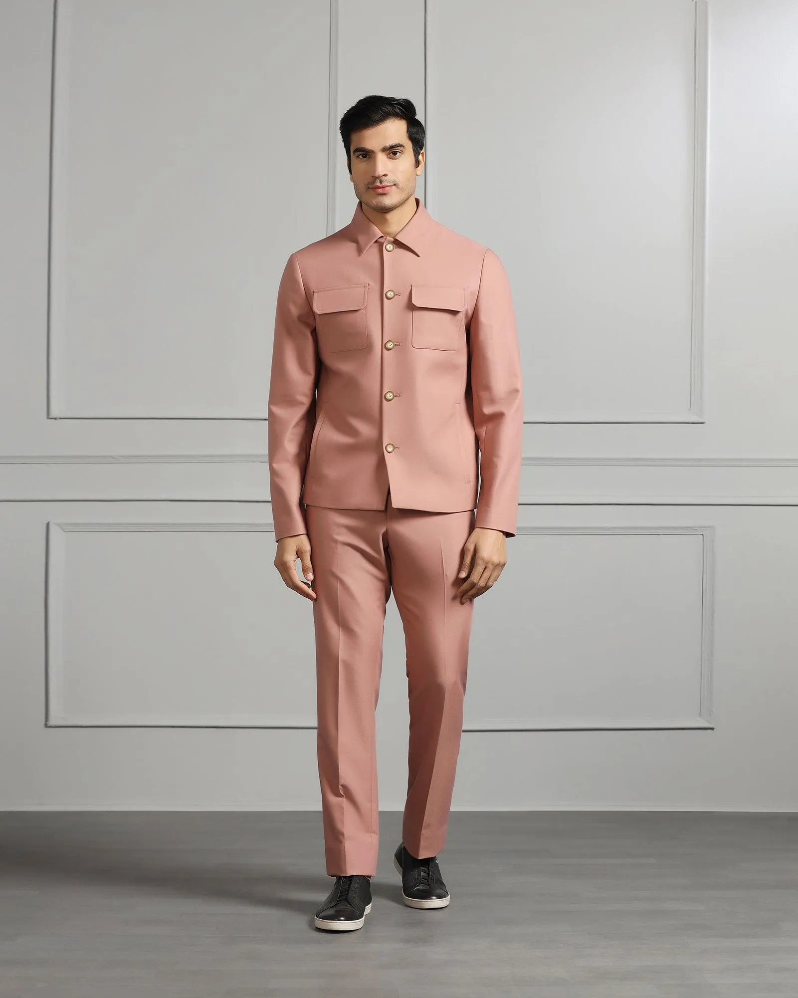 Two Piece Pink Solid Formal Suit - Cordex